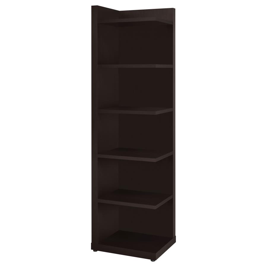 (image for) Alder 71-inch 6-shelf Corner Bookcase Cappuccino