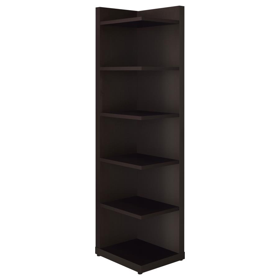 (image for) Alder 71-inch 6-shelf Corner Bookcase Cappuccino