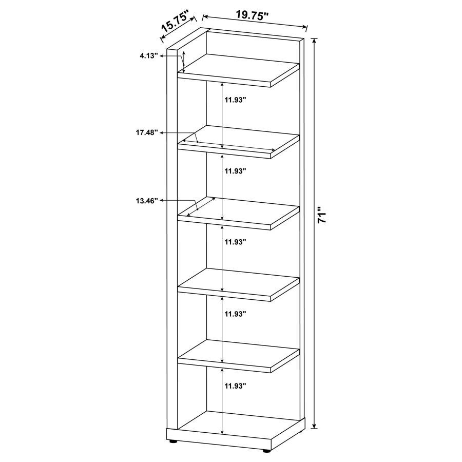 (image for) Alder 71-inch 6-shelf Corner Bookcase Cappuccino