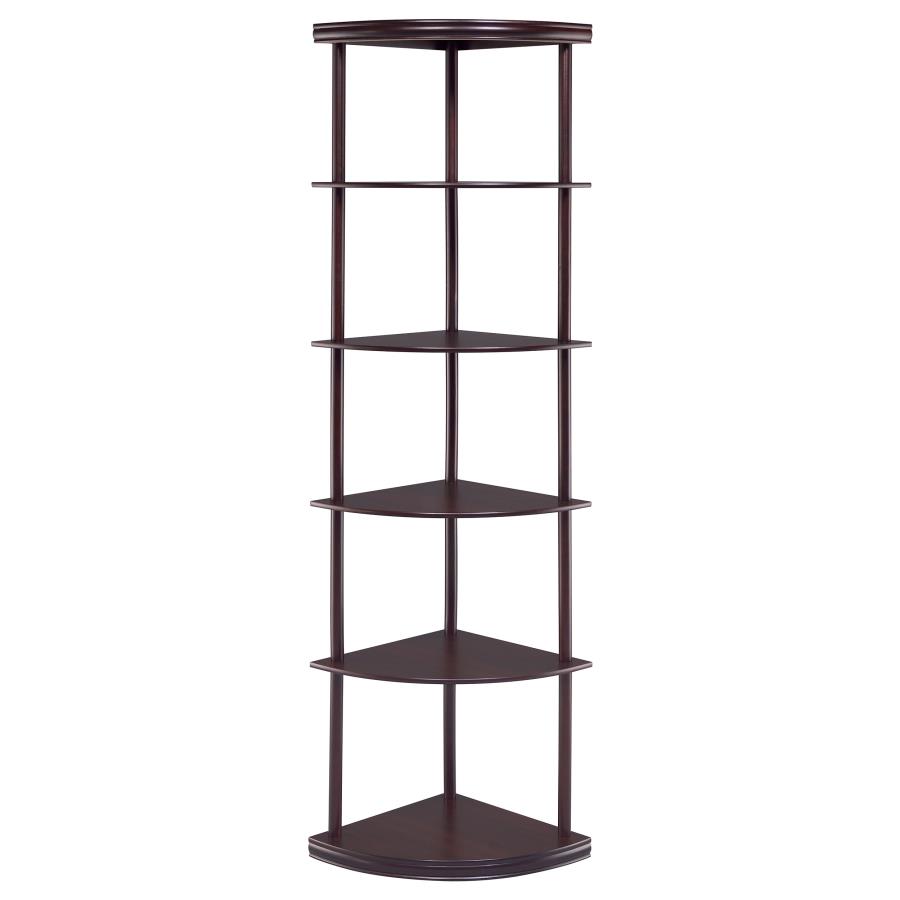 (image for) Bonwick 72-inch 5-shelf Corner Bookshelf Cappuccino