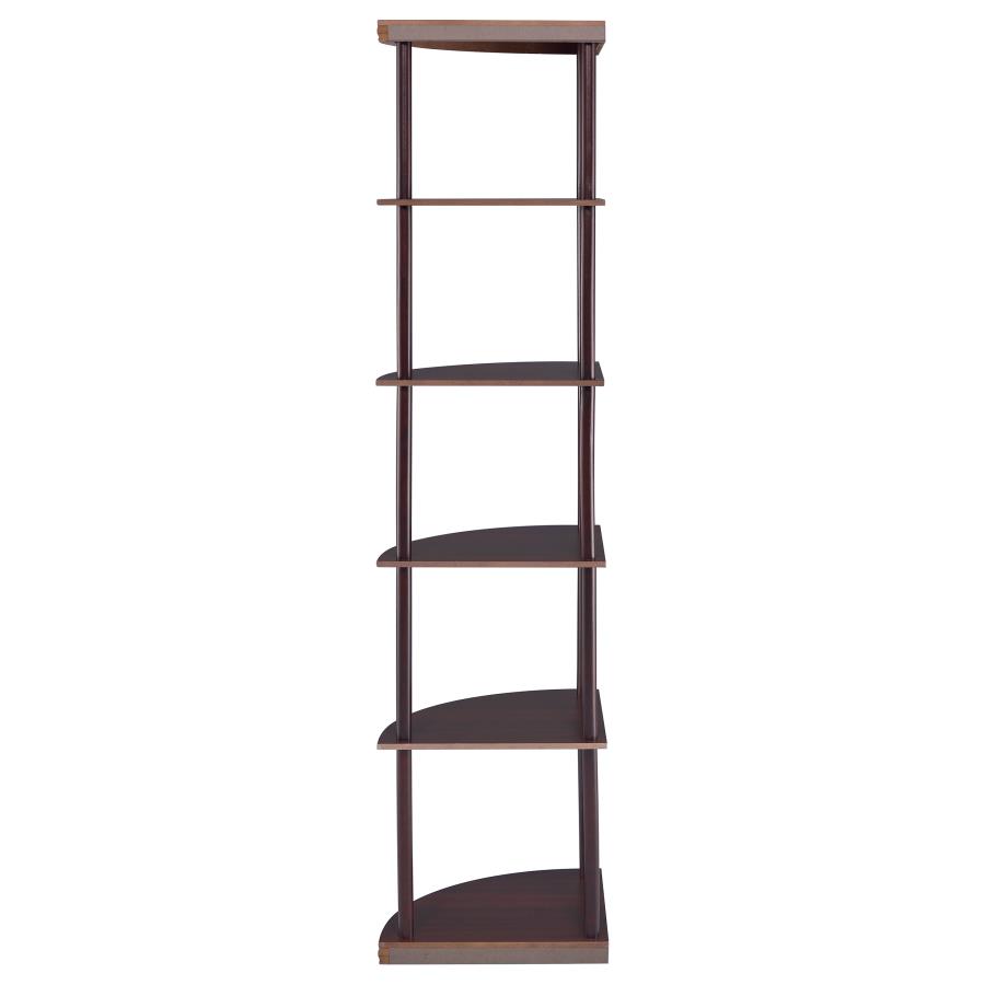 (image for) Bonwick 72-inch 5-shelf Corner Bookshelf Cappuccino