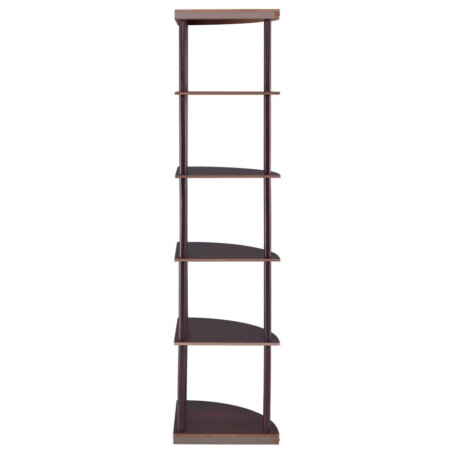 (image for) Bonwick 72-inch 5-shelf Corner Bookshelf Cappuccino