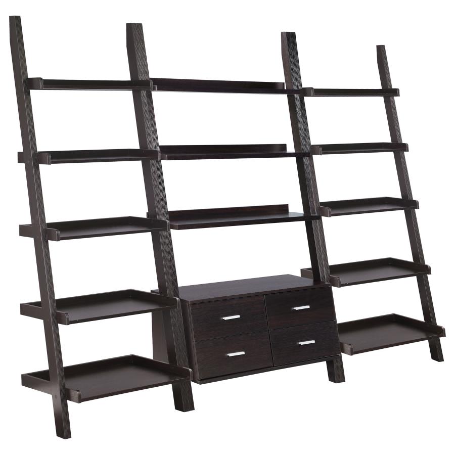 (image for) Colella 3-piece Storage Ladder Bookshelf Set Cappuccino