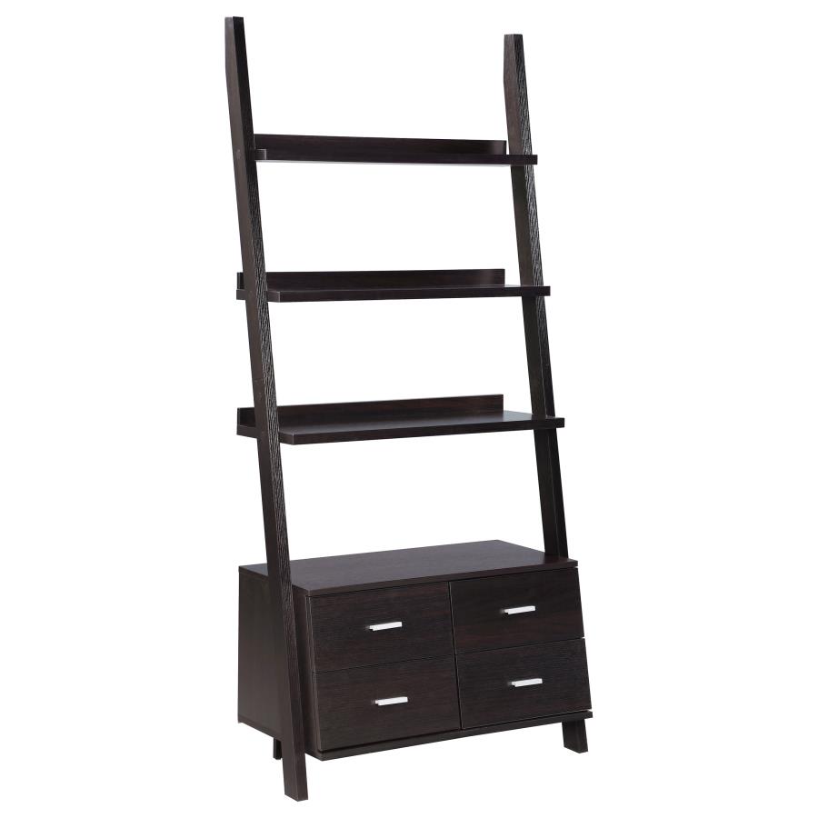 (image for) Colella 3-piece Storage Ladder Bookshelf Set Cappuccino