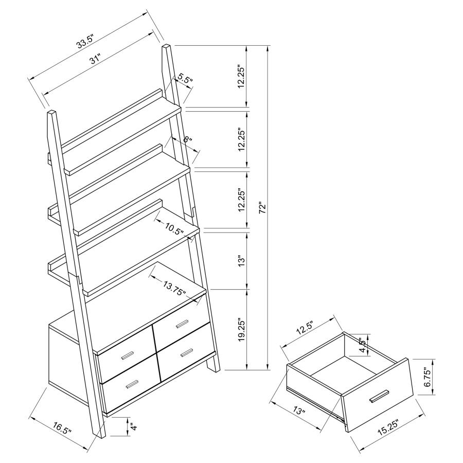 (image for) Colella 3-piece Storage Ladder Bookshelf Set Cappuccino