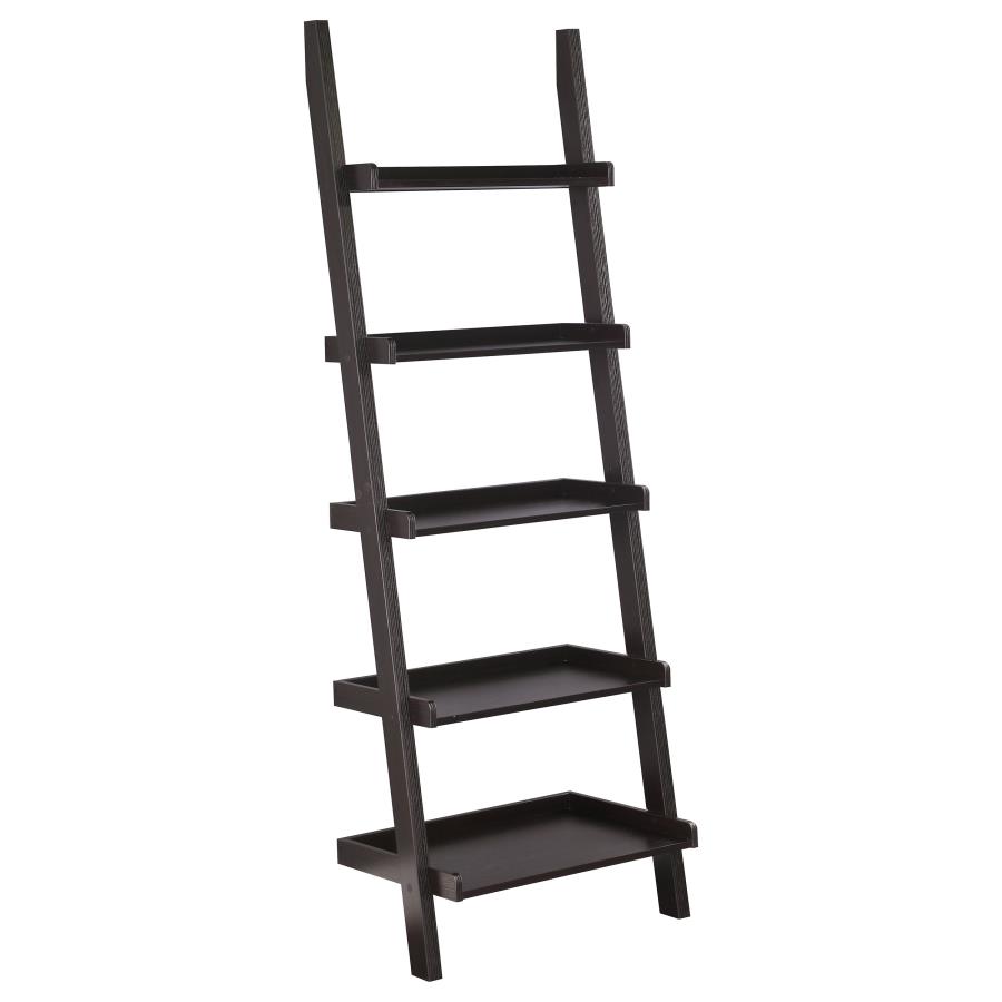 (image for) Colella 72-inch 5-shelf Ladder Bookshelf Cappuccino - Click Image to Close