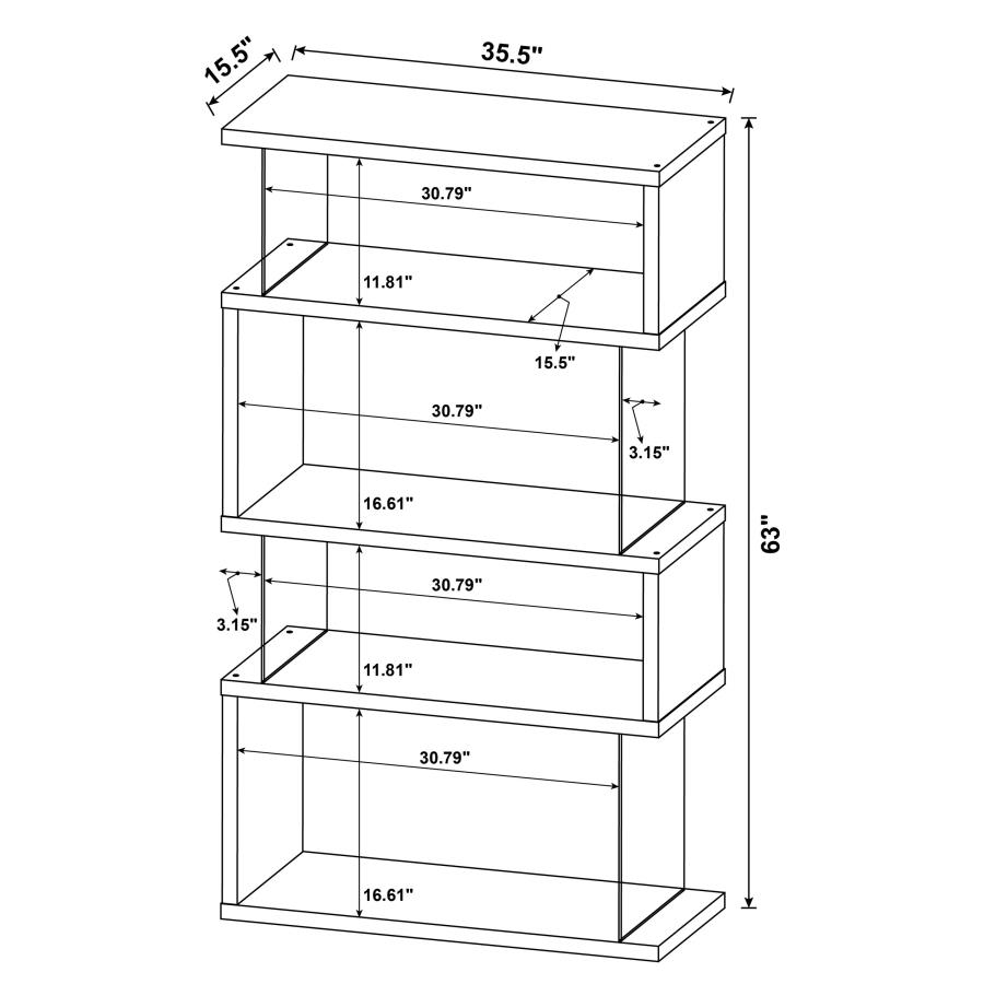 (image for) Emelle 63-inch 4-shelf Glass Panel Bookshelf Black