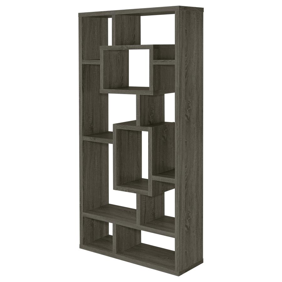 (image for) Corey 71-inch 8-shelf Bookshelf Weathered Grey