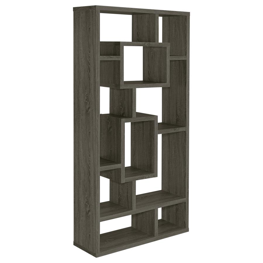 (image for) Corey 71-inch 8-shelf Bookshelf Weathered Grey