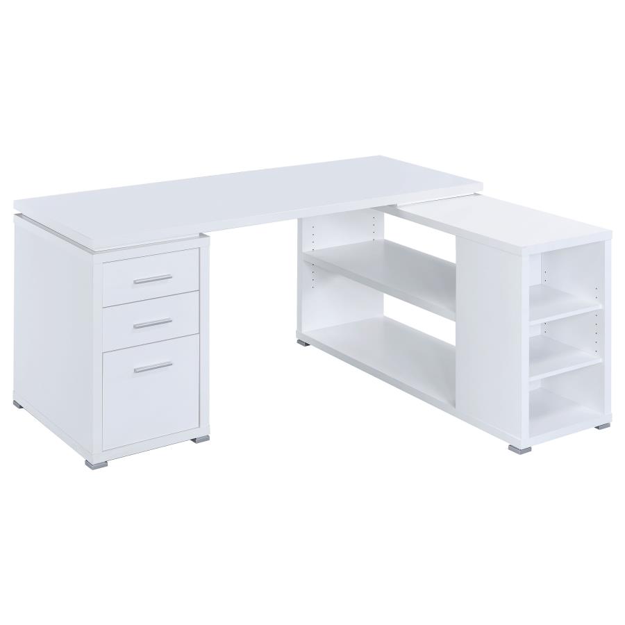 (image for) Yvette 60-inch 3-drawer L-Shape Computer Desk White - Click Image to Close