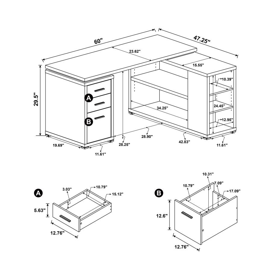 (image for) Yvette 60-inch 3-drawer L-Shape Computer Desk White