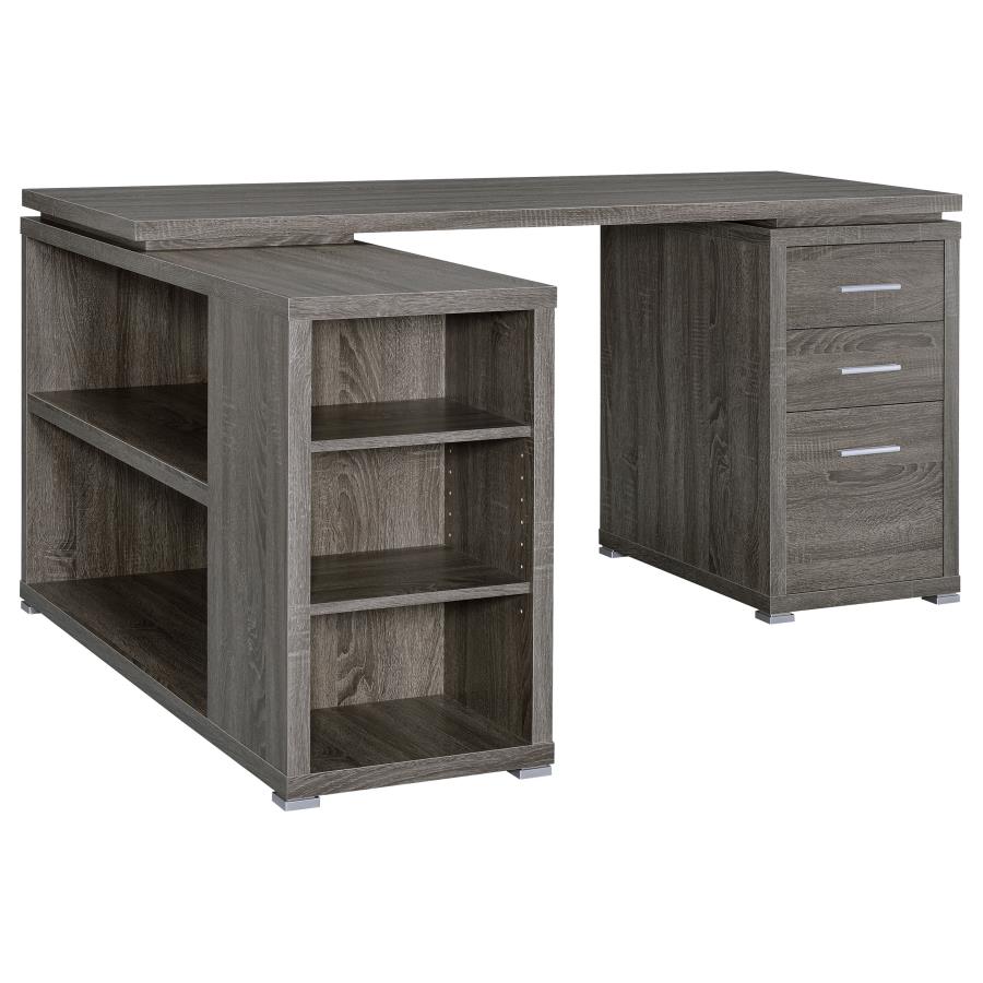 (image for) Yvette 60-inch 3-drawer L-Shape Computer Desk Weathered Grey