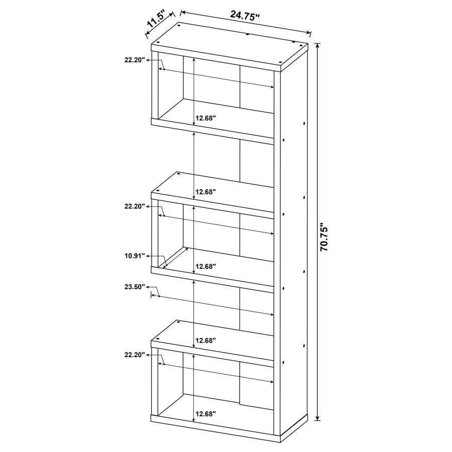 (image for) Joey 71-inch 5-shelf Bookshelf Weathered Grey