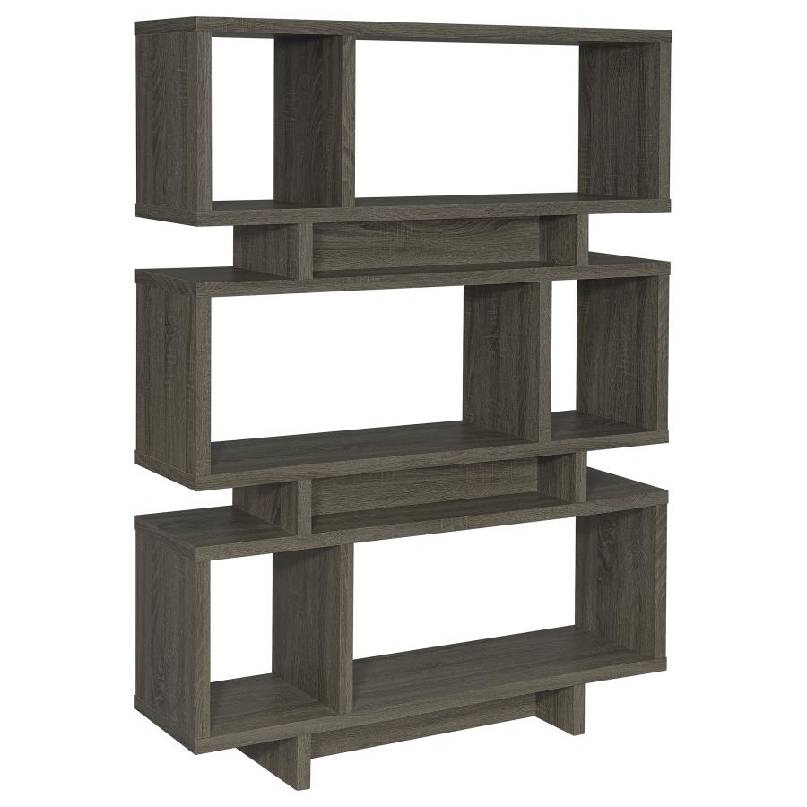 (image for) Reid 66-inch 4-shelf Bookshelf Weathered Grey - Click Image to Close