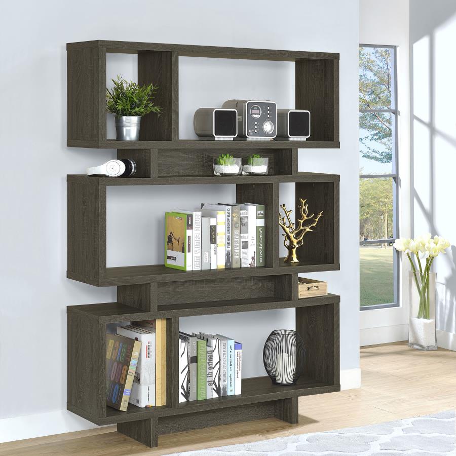 (image for) Reid 66-inch 4-shelf Bookshelf Weathered Grey