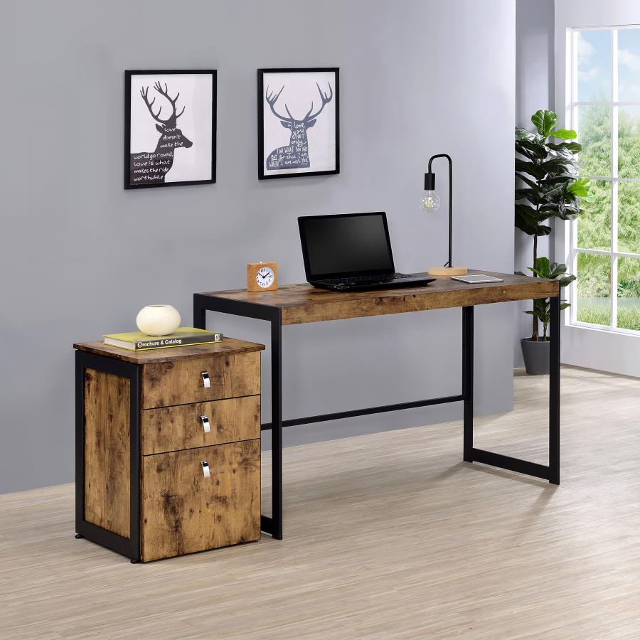 (image for) Estrella 2-piece Office Desk File Cabinet Set Rustic Nutmeg