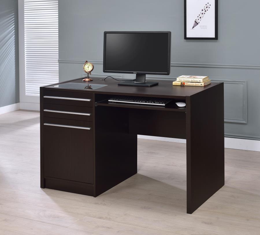 (image for) Halston 47-inch 2-drawer Office Desk with Cabinet Cappuccino