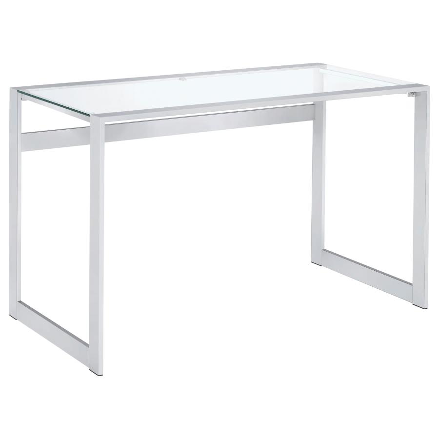 (image for) Hartford 47-inch Glass Top Writing Desk Chrome - Click Image to Close