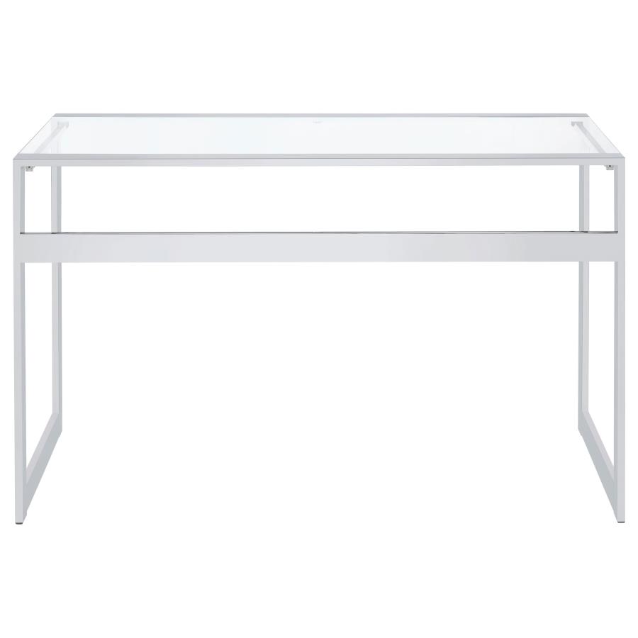 (image for) Hartford 47-inch Glass Top Writing Desk Chrome