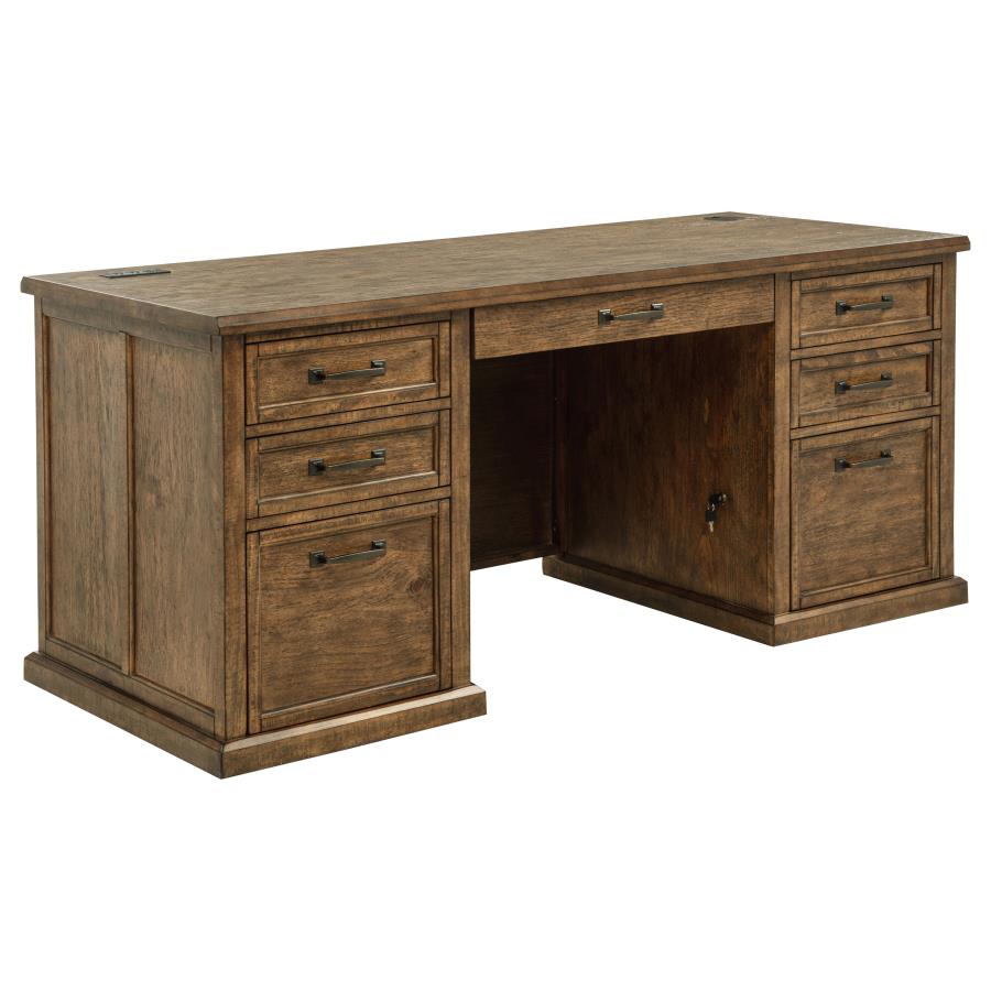 (image for) Altidore 68-inch 7-drawer Executive Home Office Desk Distressed Brown