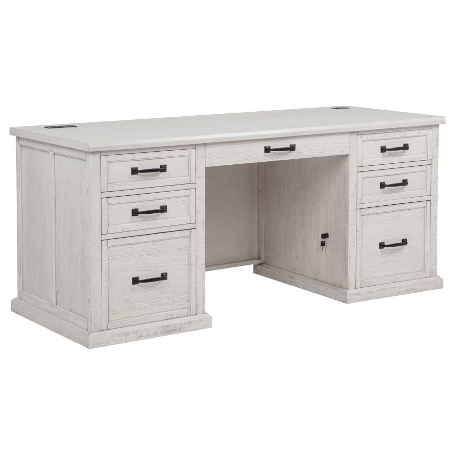 (image for) Altidore 68-inch 7-drawer Executive Home Office Desk Distressed White
