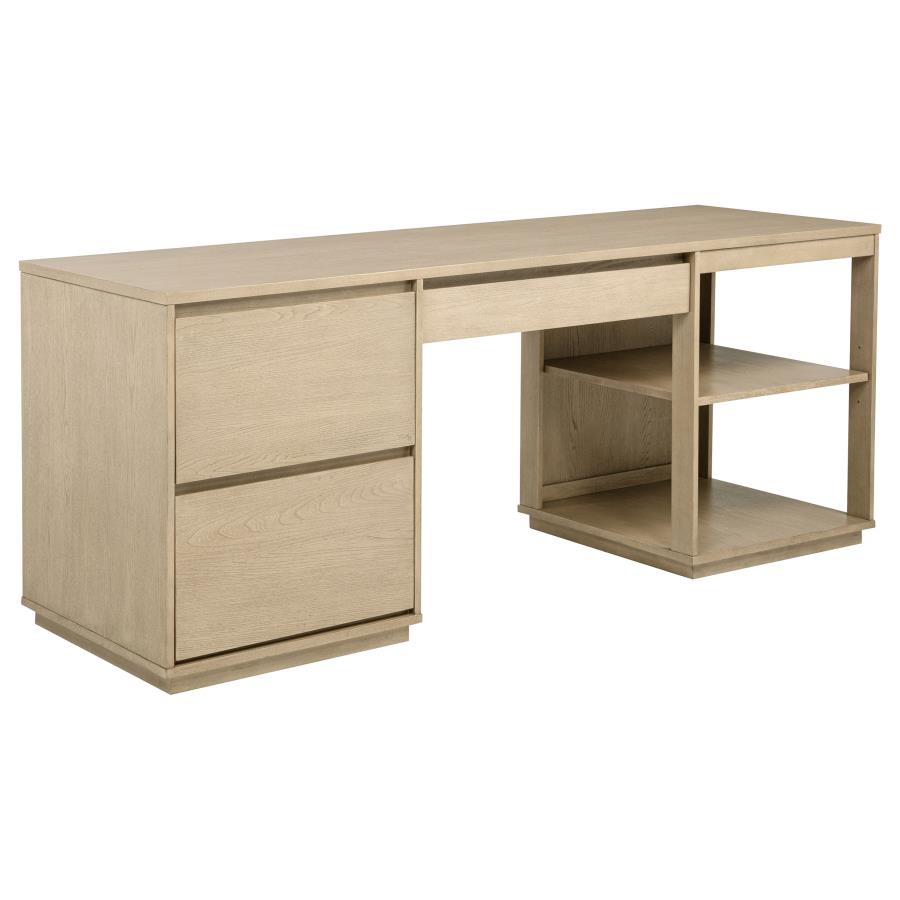 (image for) Harkes 75-inch 3-drawer Computer Desk with Adjustable Shelf Light Elm