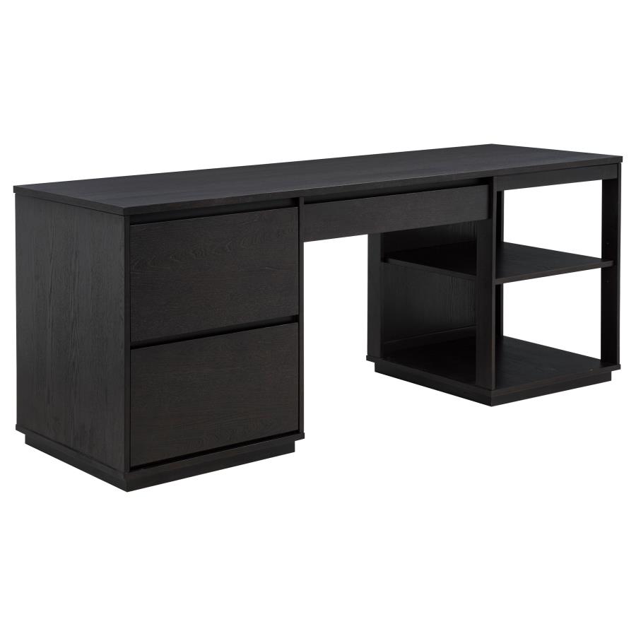 (image for) Harkes 75-inch 3-drawer Computer Desk with Adjustable Shelf Coffee Bean