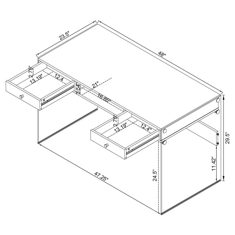 (image for) Dobrev 48-inch 2-drawer Writing Desk White High Gloss