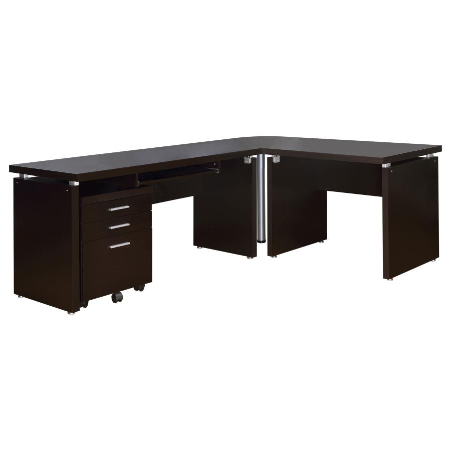 (image for) Skylar L-Shape Desk with Mobile File Cabinet Cappuccino