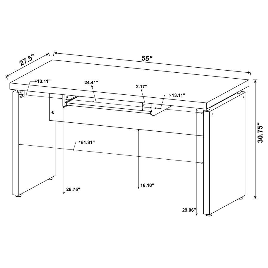 (image for) Skylar 55-inch Computer Desk with Keyboard Drawer Cappuccino