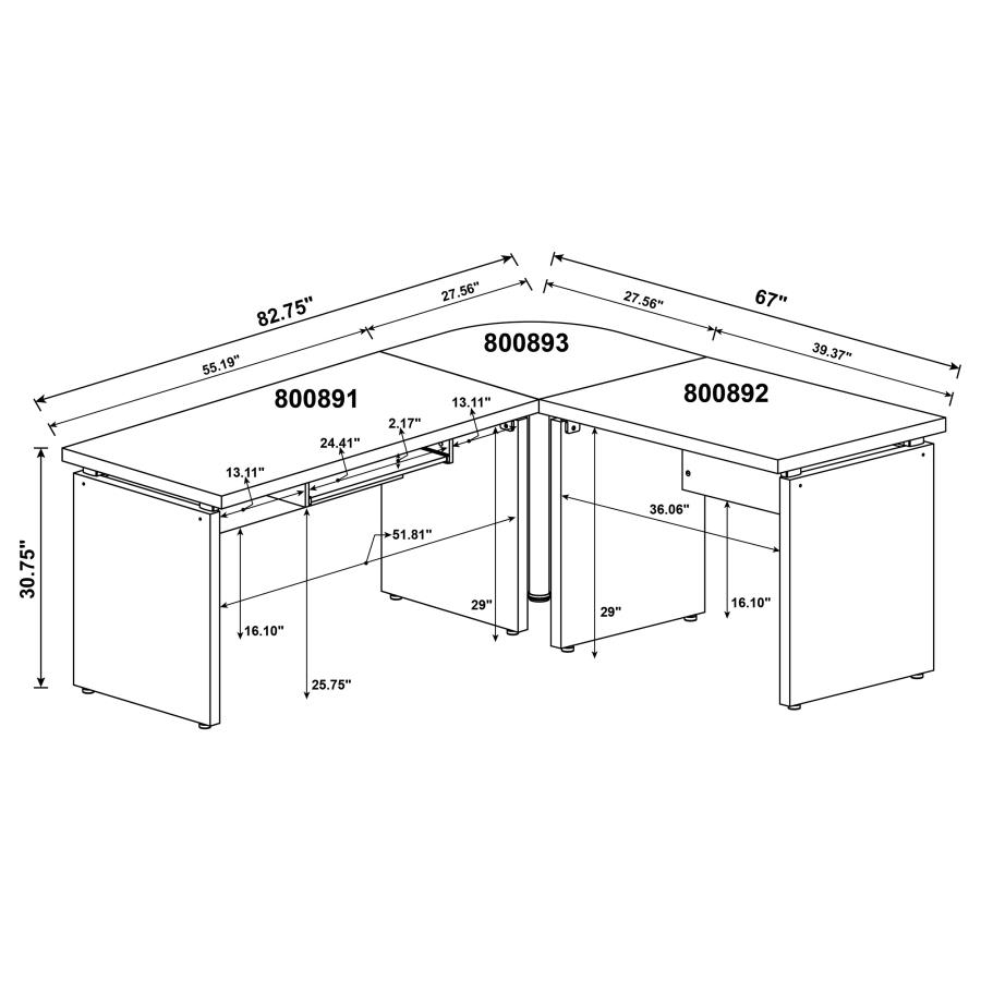 (image for) Skylar 83-inch L-Shaped Office Computer Desk Cappuccino