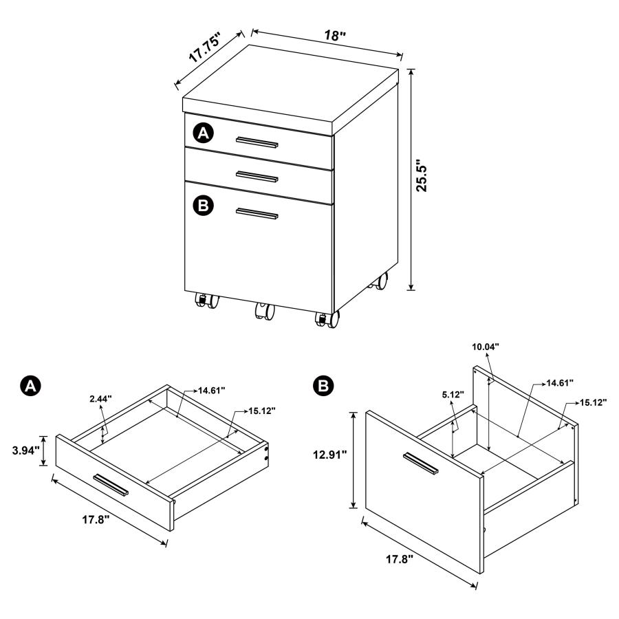 (image for) Skylar 3-drawer Home Office Mobile File Cabinet Cappuccino