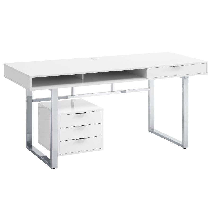 (image for) Whitman 65-inch 4-drawer Computer Desk White High Gloss