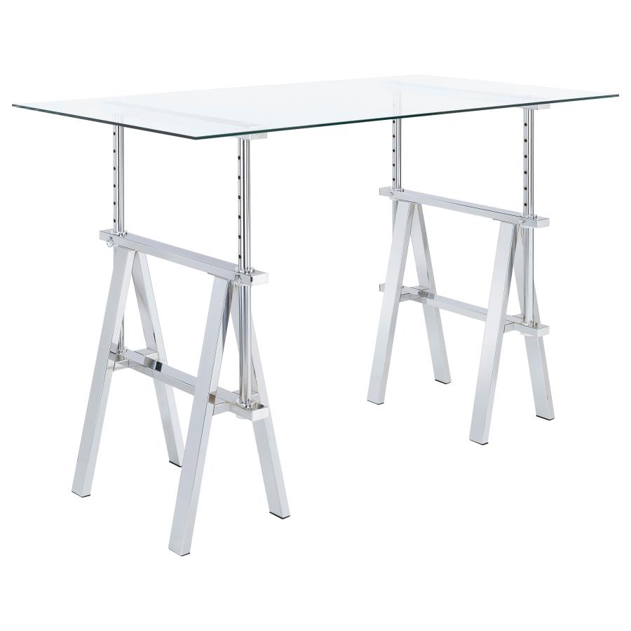 (image for) Statham 60-inch Glass Top Adjustable Standing Desk Chrome