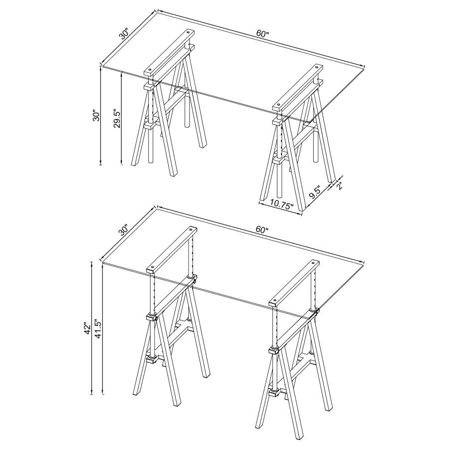 (image for) Statham 60-inch Glass Top Adjustable Standing Desk Chrome