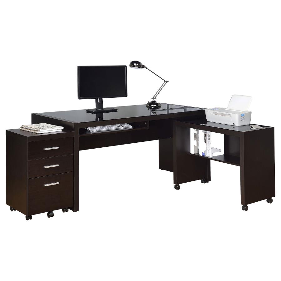 (image for) Skeena 3-piece Home Office Computer Desk Set Cappuccino - Click Image to Close