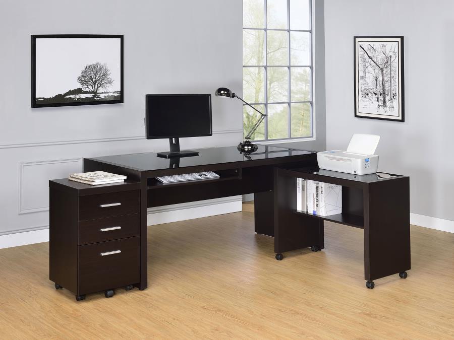 (image for) Skeena 3-piece Home Office Computer Desk Set Cappuccino