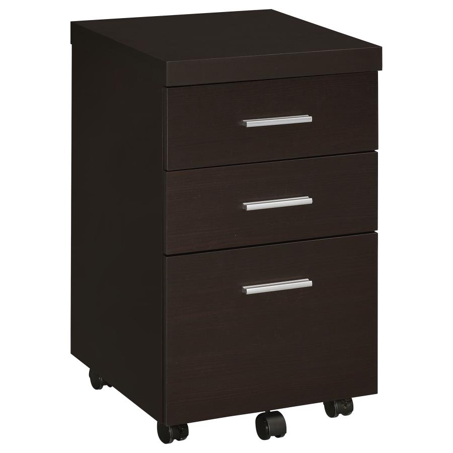 (image for) Skeena 3-drawer Mobile Office Storage Cabinet Cappuccino - Click Image to Close