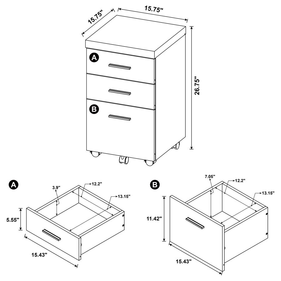 (image for) Skeena 3-drawer Mobile Office Storage Cabinet Cappuccino