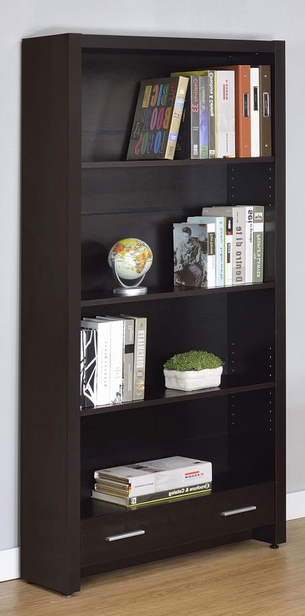 (image for) Skylar 71-inch 5-shelf Bookcase with Drawer Cappuccino