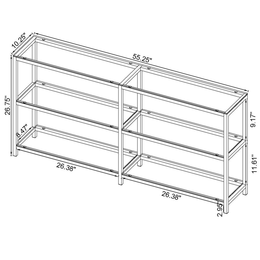 (image for) Kate 55-inch 2-shelf Console Bookcases Black Nickel