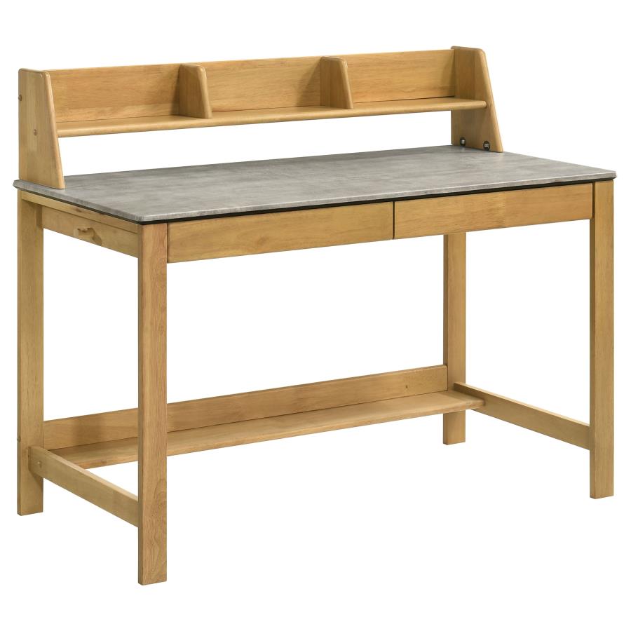 (image for) Besler 47-inch SmartTop Writing Desk with Shelf Cement and Natural