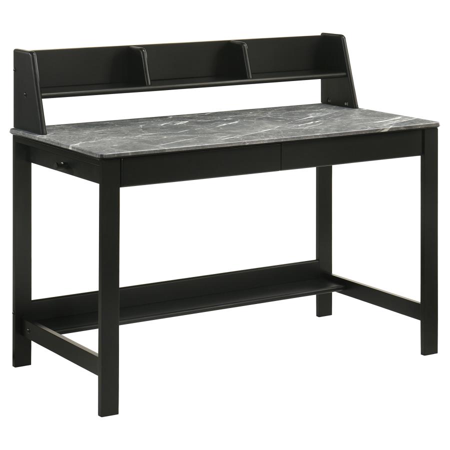 (image for) Besler 47-inch SmartTop Writing Desk with Shelf Grey Stone and Black