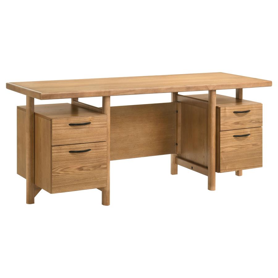 (image for) Roldan 69-inch 4-drawer Computer Desk with File Drawer Light Ash