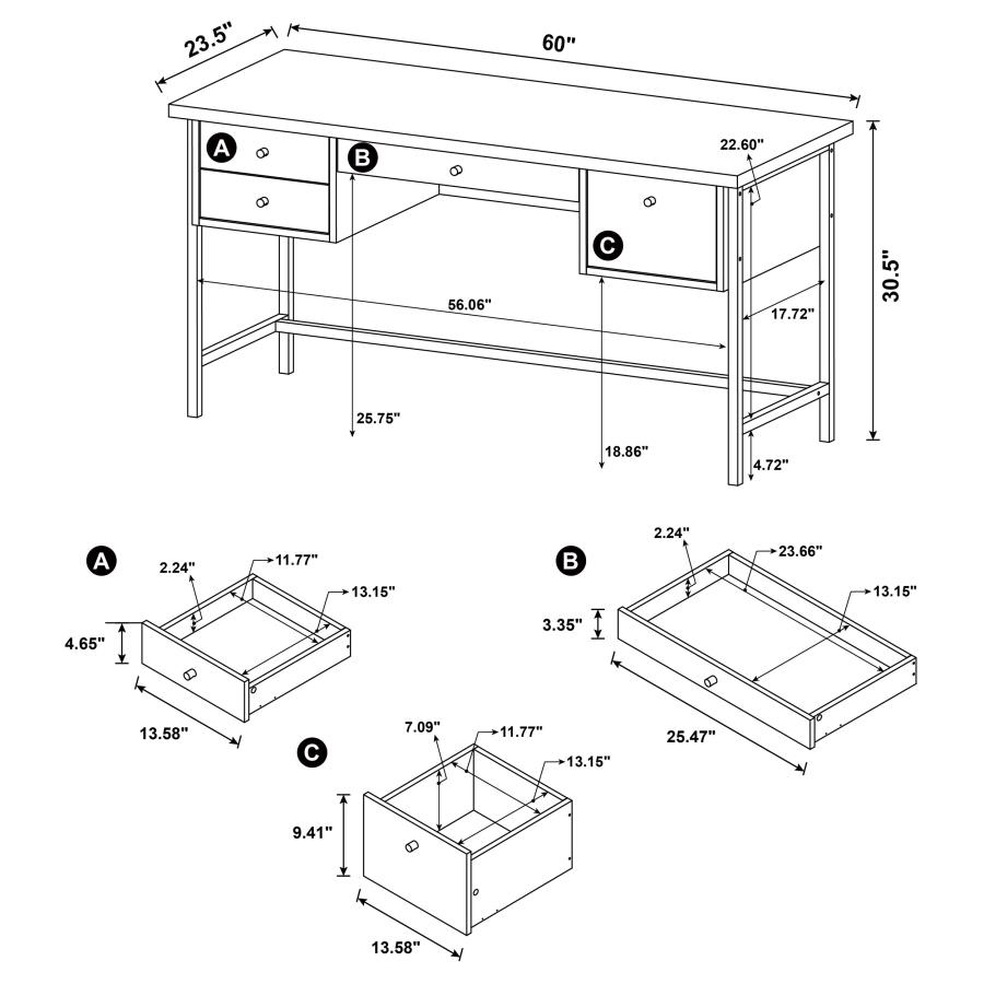 (image for) Kemper 4-drawer Writing Desk Salvaged Cabin