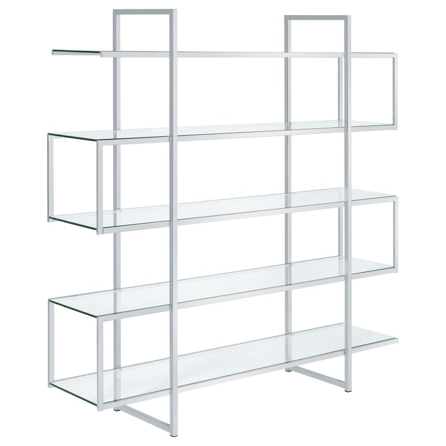 (image for) Elmer 63-inch 5-shelf Bookshelf Clear and Chrome - Click Image to Close