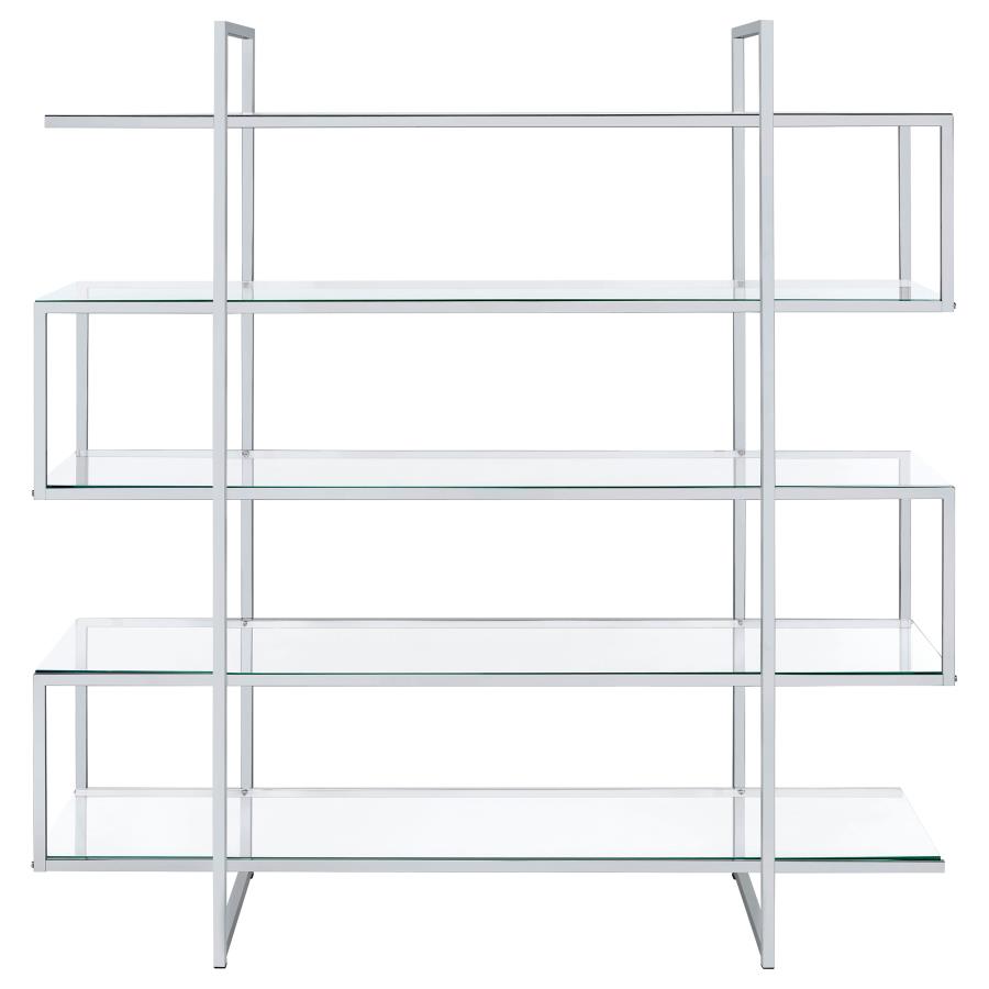 (image for) Elmer 63-inch 5-shelf Bookshelf Clear and Chrome