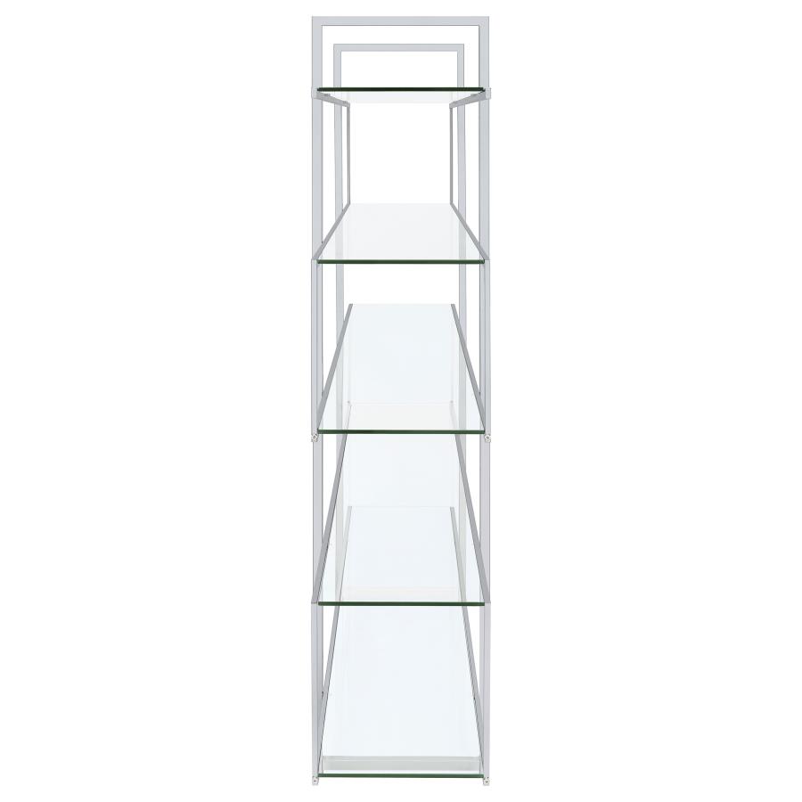 (image for) Elmer 63-inch 5-shelf Bookshelf Clear and Chrome