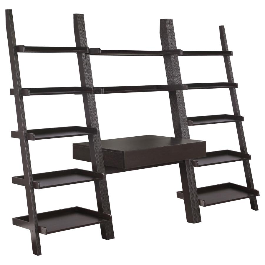 (image for) Colella 3-piece Ladder Desk and Bookcase Set Cappuccino - Click Image to Close