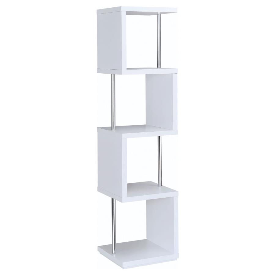 (image for) Baxter 67-inch 4-shelf Bookshelf White and Chrome